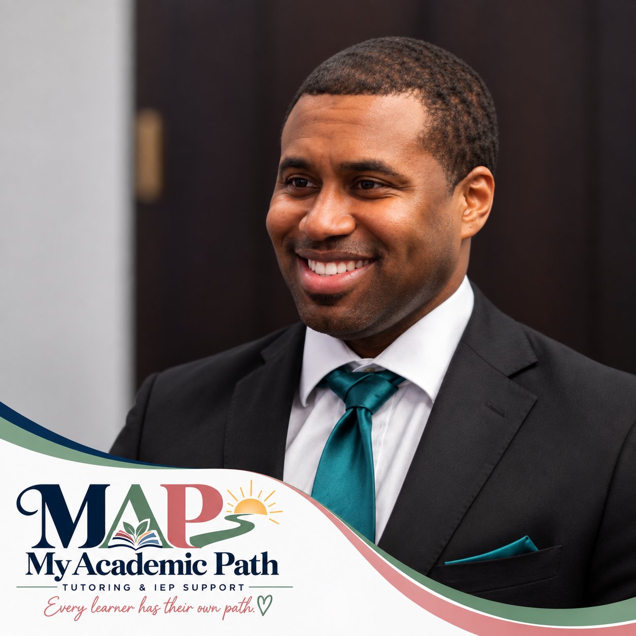 Matthew, MAP co-owner, with the My Academic Path logo